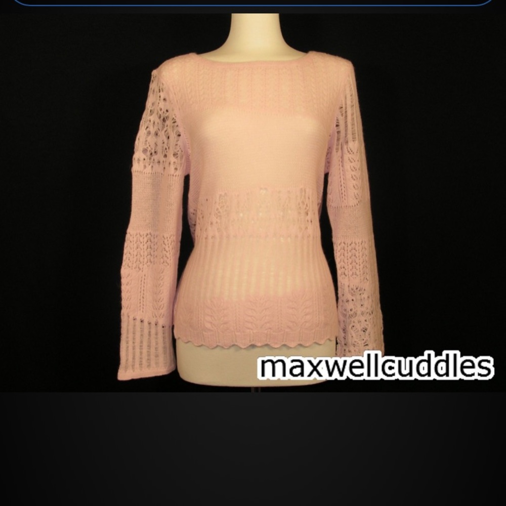 J JILL PINK OPEN & MULTI WEAVE PINK SOFT SWEATER